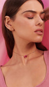 18k solid gold ear cuff and light piink sugarloaf stone gold station necklace for women 