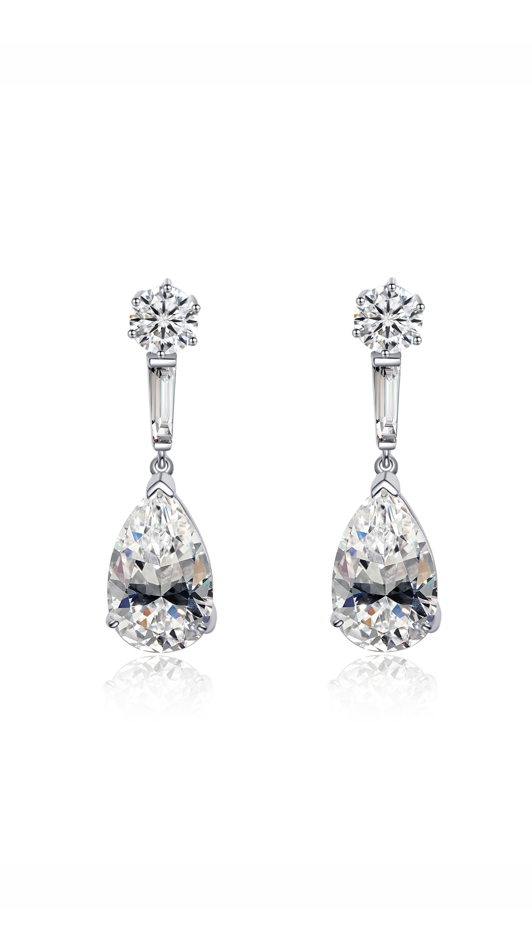 Kendall Round & Pear Drop Earrings White Gold Plated