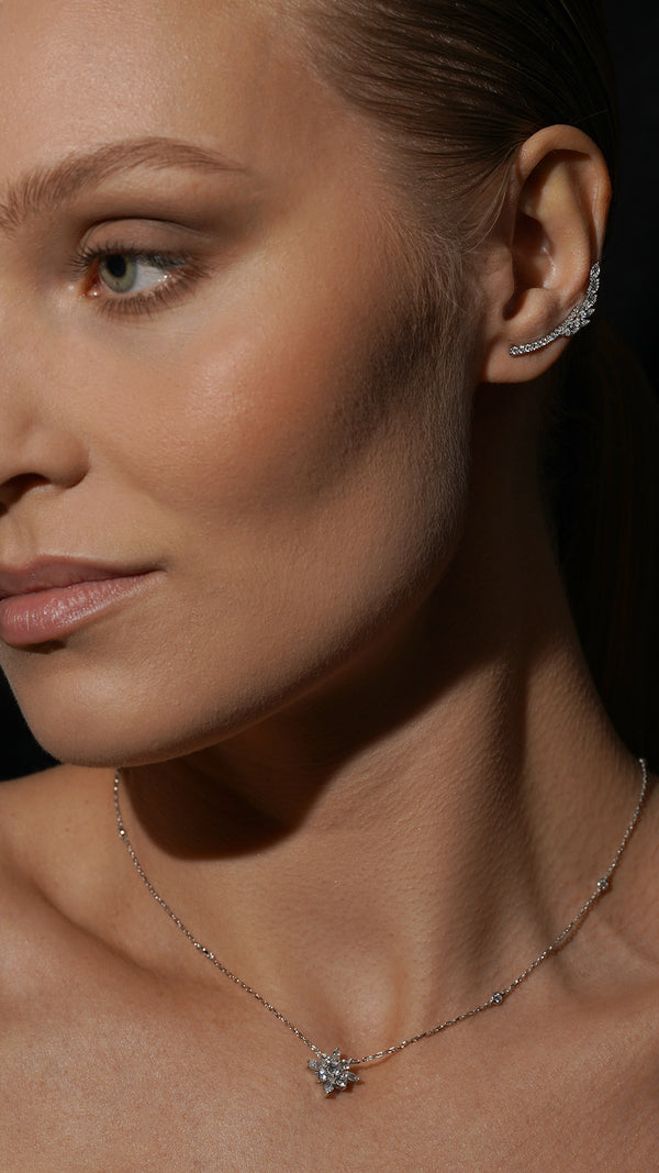 Livia Ear Climber White Gold Plated
