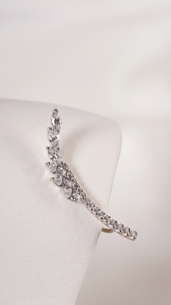 Livia Ear Climber White Gold Plated