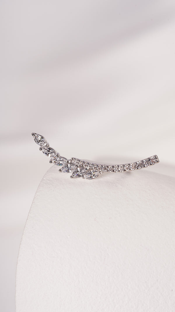 Livia Ear Climber White Gold Plated
