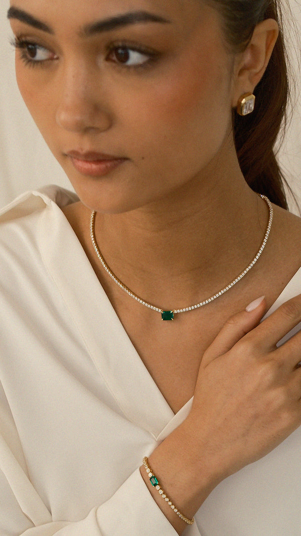 Lexi Emerald Green Necklace Gold Vermeil