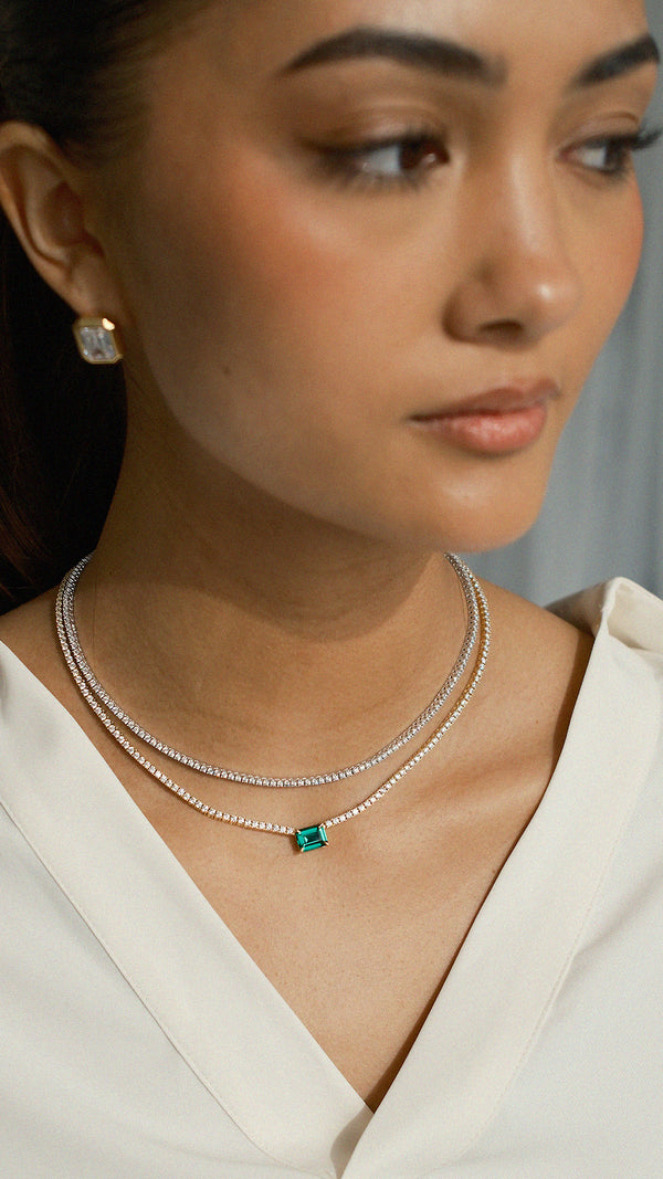 Lexi Emerald Green Necklace Gold Vermeil