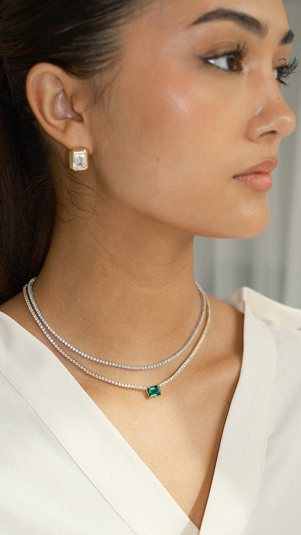 Lexi Emerald Green Necklace Gold Vermeil