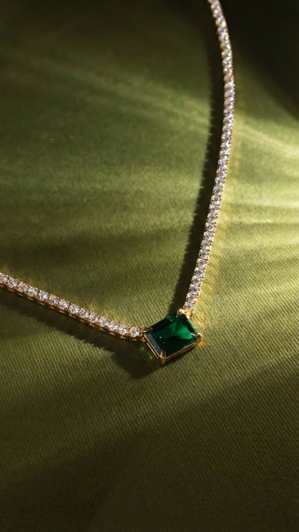Lexi Emerald Green Necklace Gold Vermeil