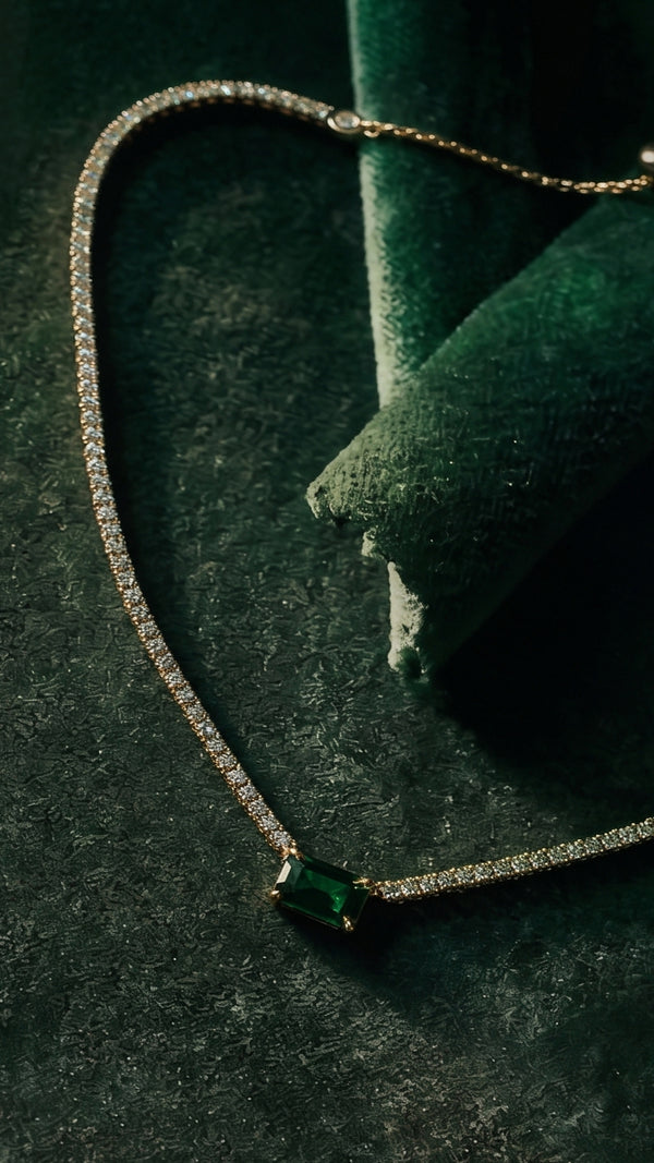 Lexi Emerald Green Necklace Gold Vermeil