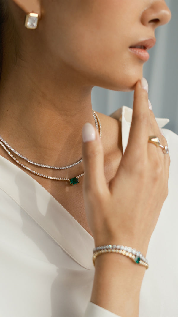 Lexi Emerald Green Necklace Gold Vermeil