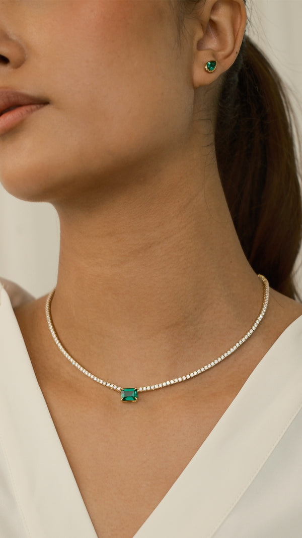 Lexi Emerald Green Necklace Gold Vermeil