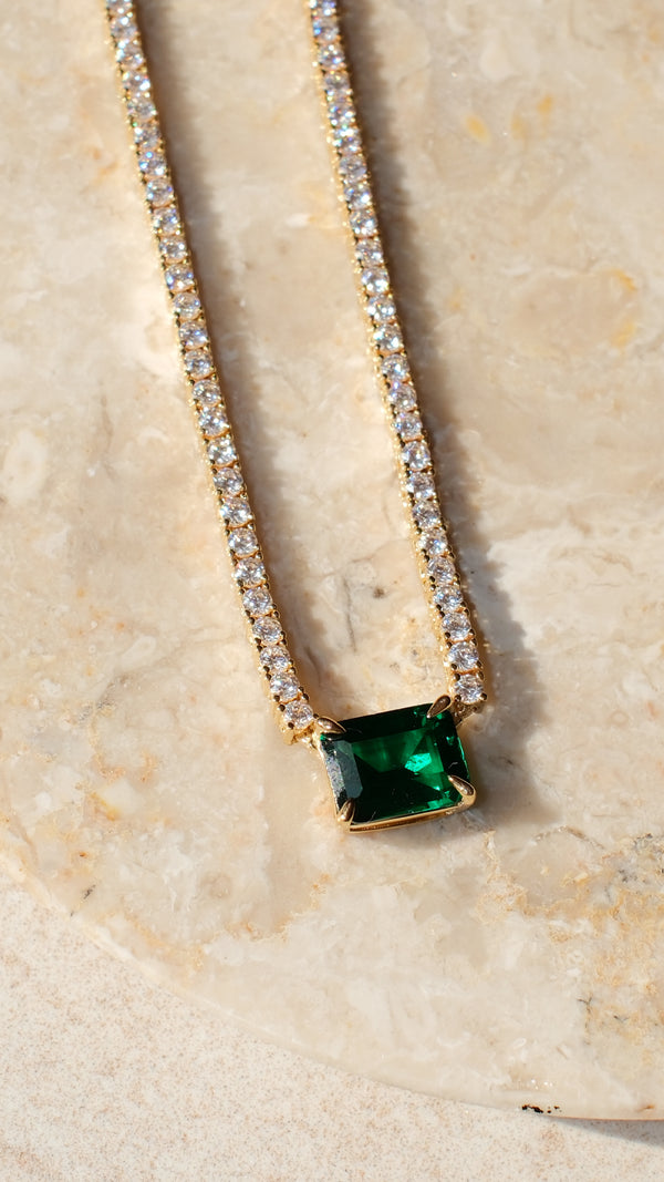 Lexi Emerald Green Necklace Gold Vermeil