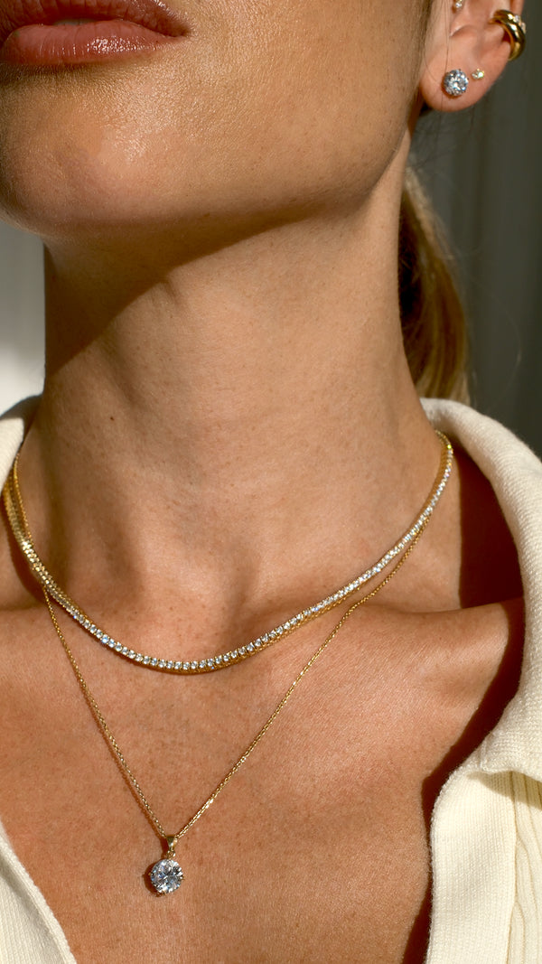 Lexi Tennis Necklace Gold Vermeil