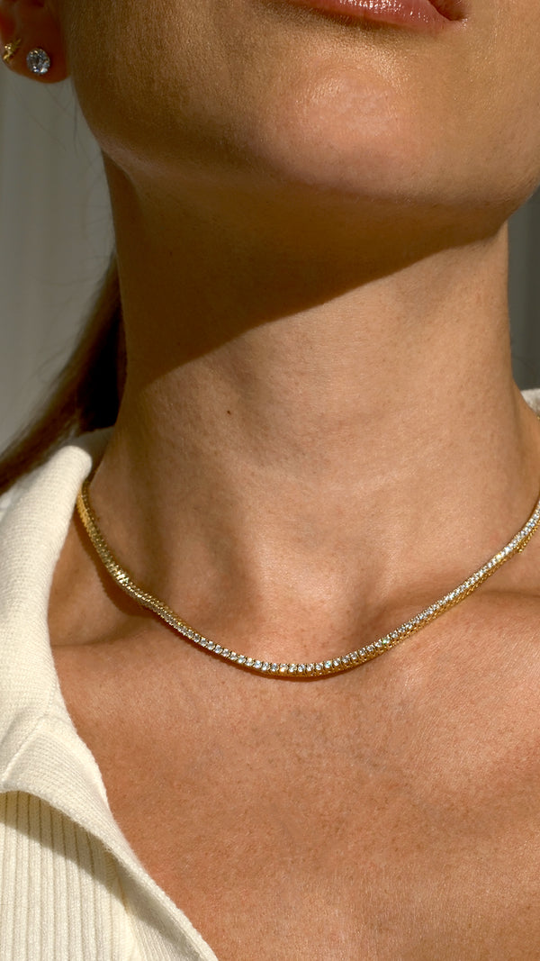 Lexi Tennis Necklace Gold Vermeil