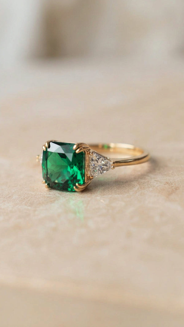 Leyton Ring Emerald Gold Vermeil