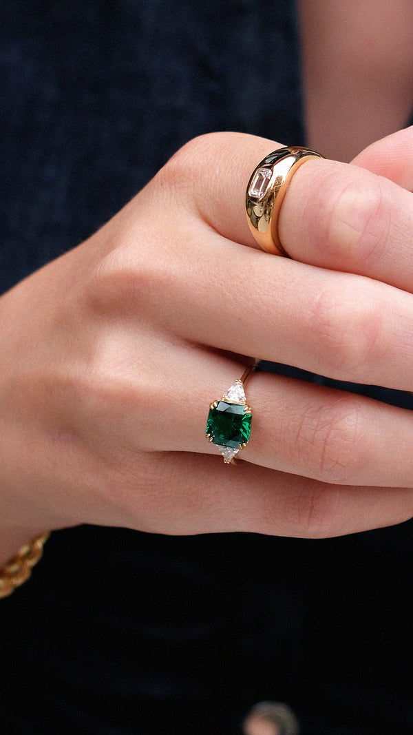 Leyton Ring Emerald Gold Vermeil