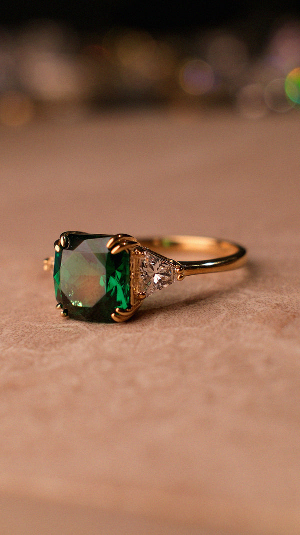 Leyton Ring Emerald Gold Vermeil