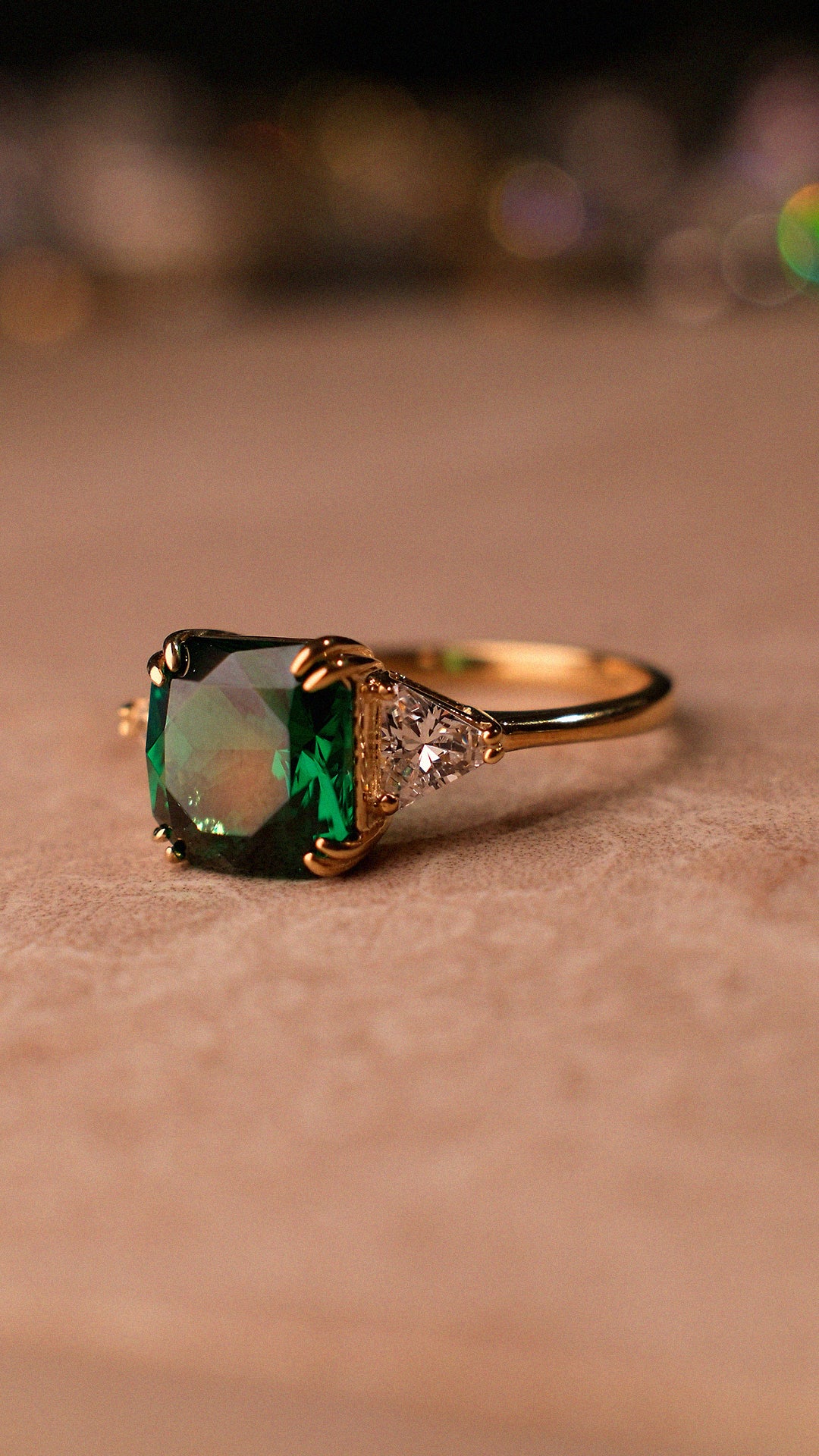 Leyton Ring Emerald Gold Vermeil