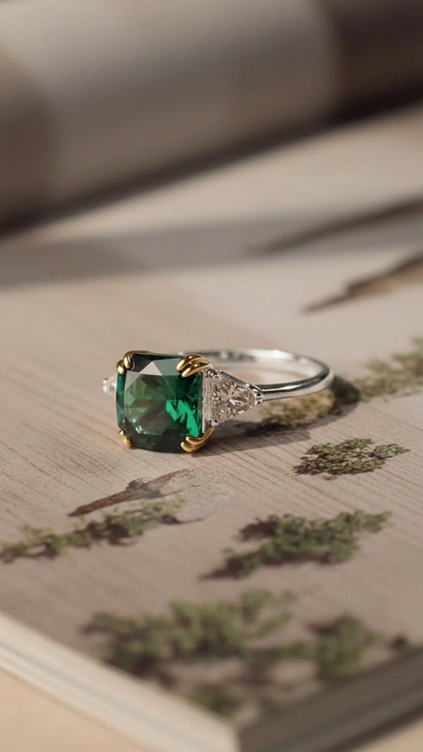 Leyton Ring Emerald Sterling Silver