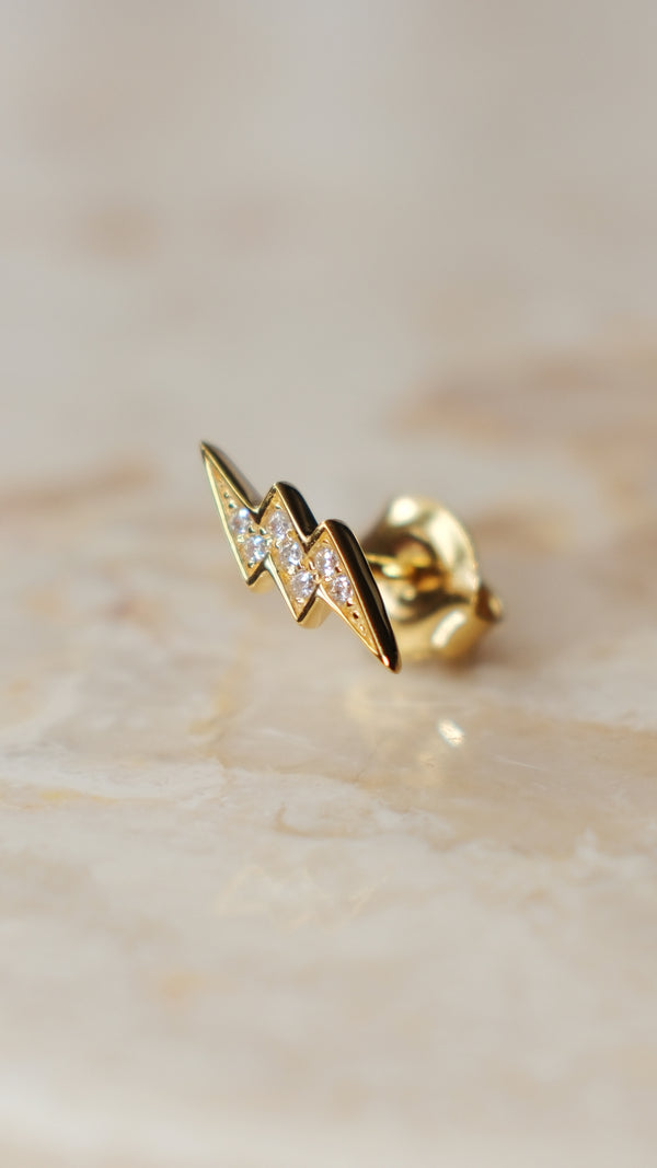 Lightning Stud Earring Gold Vermeil