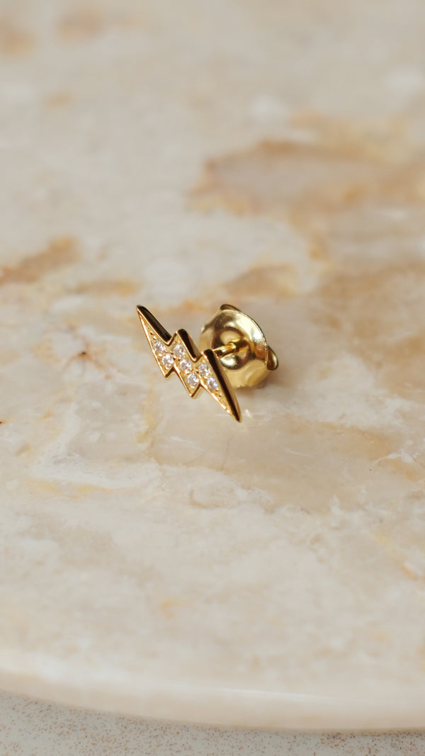 Lightning Stud Earring Gold Vermeil