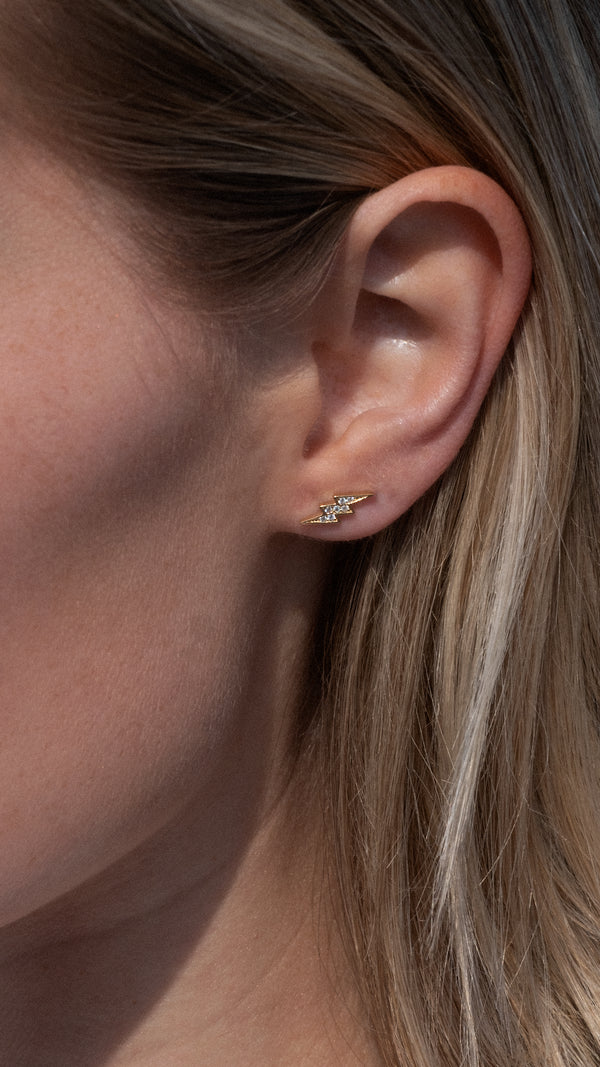 Lightning Stud Earring Gold Vermeil