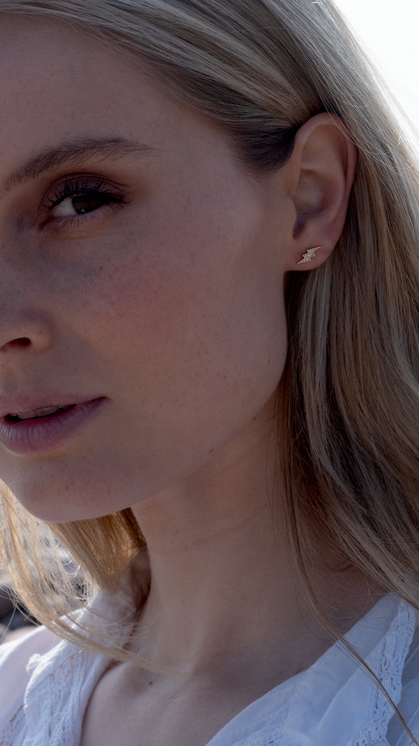 Lightning Stud Earring Gold Vermeil