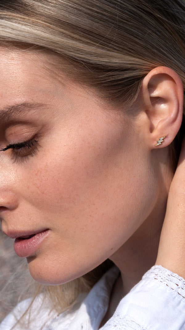 Lightning Stud Earring Gold Vermeil