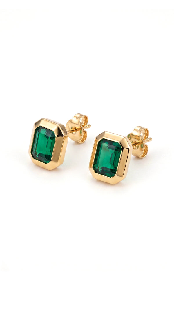 Lily Earrings Emerald Green Gold Vermeil