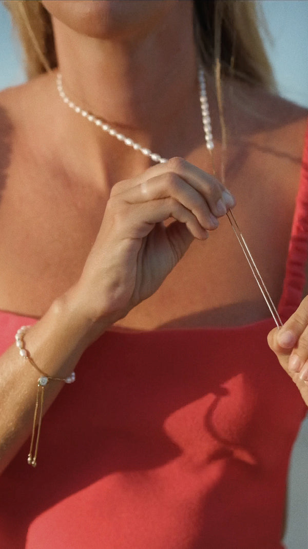 Lizzy Pearl Necklace Gold Vermeil