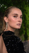 Nona Emerald Green Drop Earrings White Gold Plated