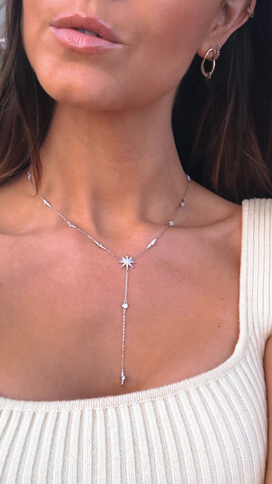 Mimosa Necklace White Gold Plated