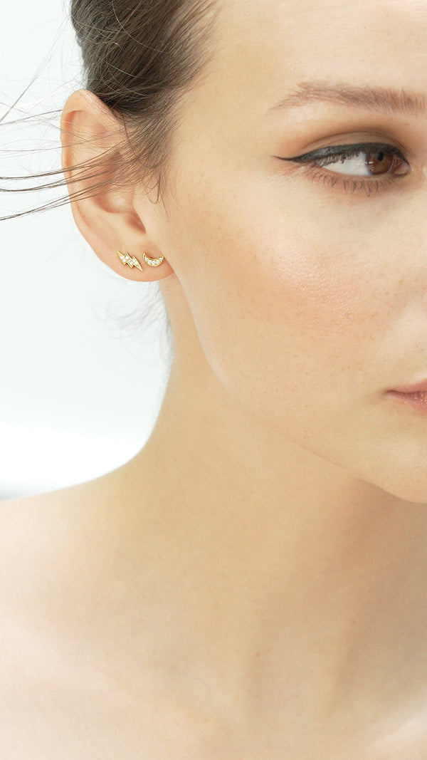 Lightning Stud Earring Gold Vermeil