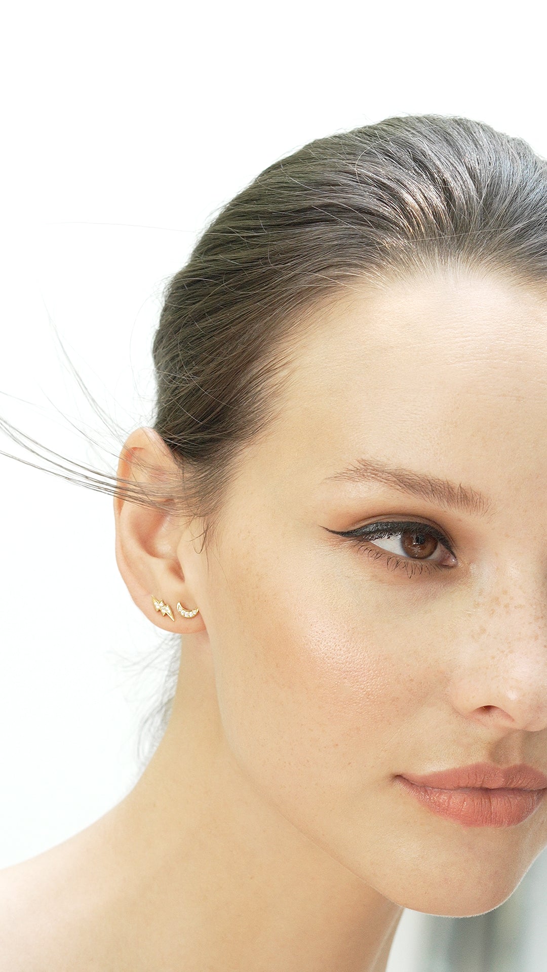 Lightning Stud Earring Gold Vermeil