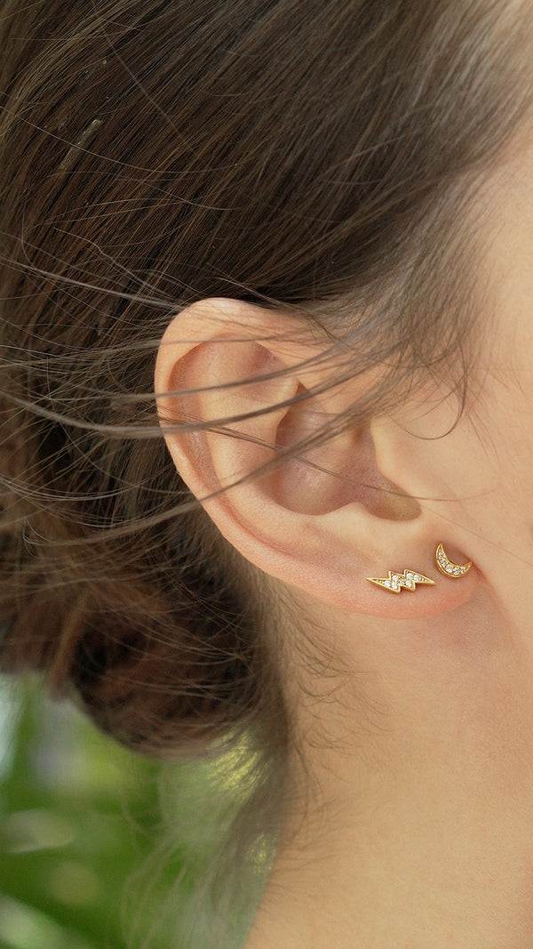 Lightning Stud Earring Gold Vermeil
