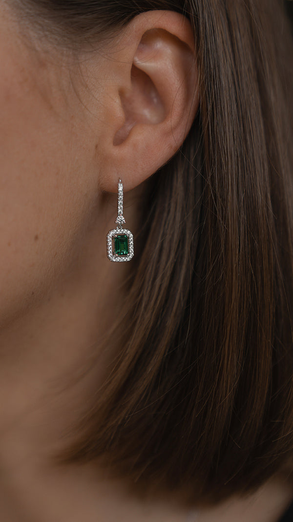 Moxie Emerald Earrings Sterling Silver