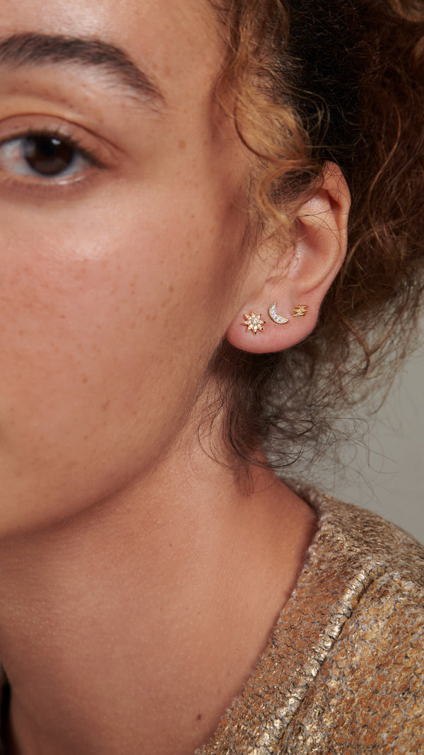 Lightning Stud Earring Gold Vermeil
