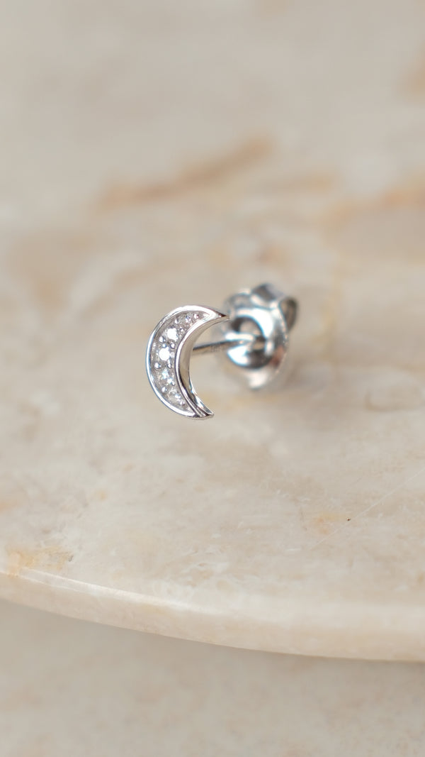 Moon Stud Earring Sterling Silver