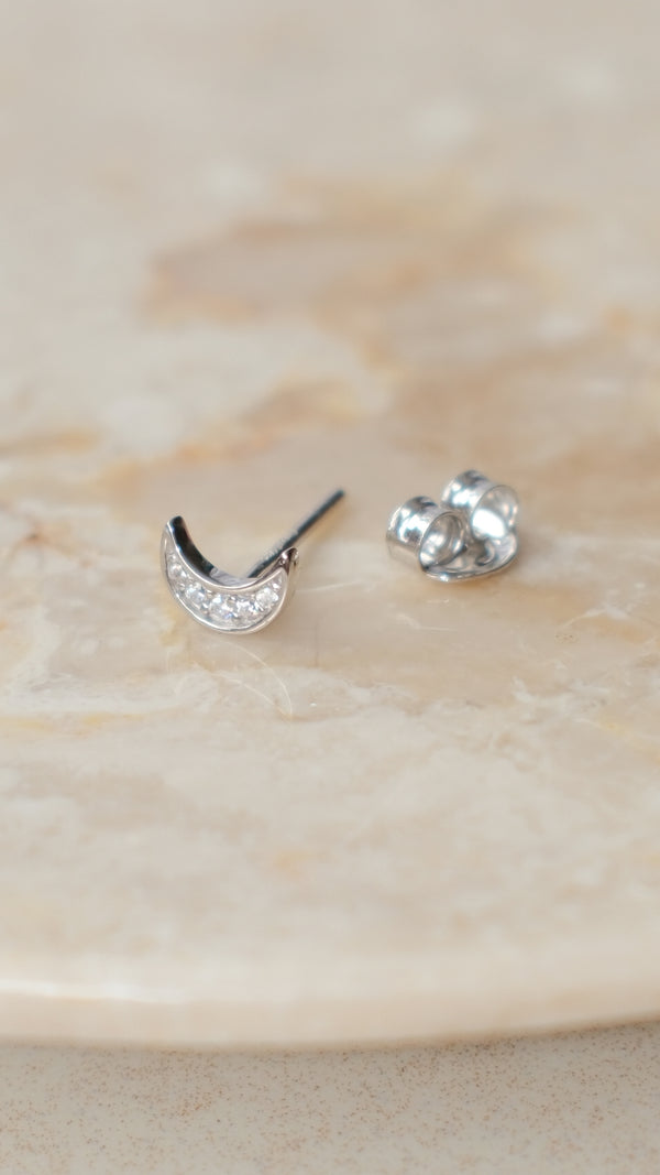 Moon Stud Earring Sterling Silver