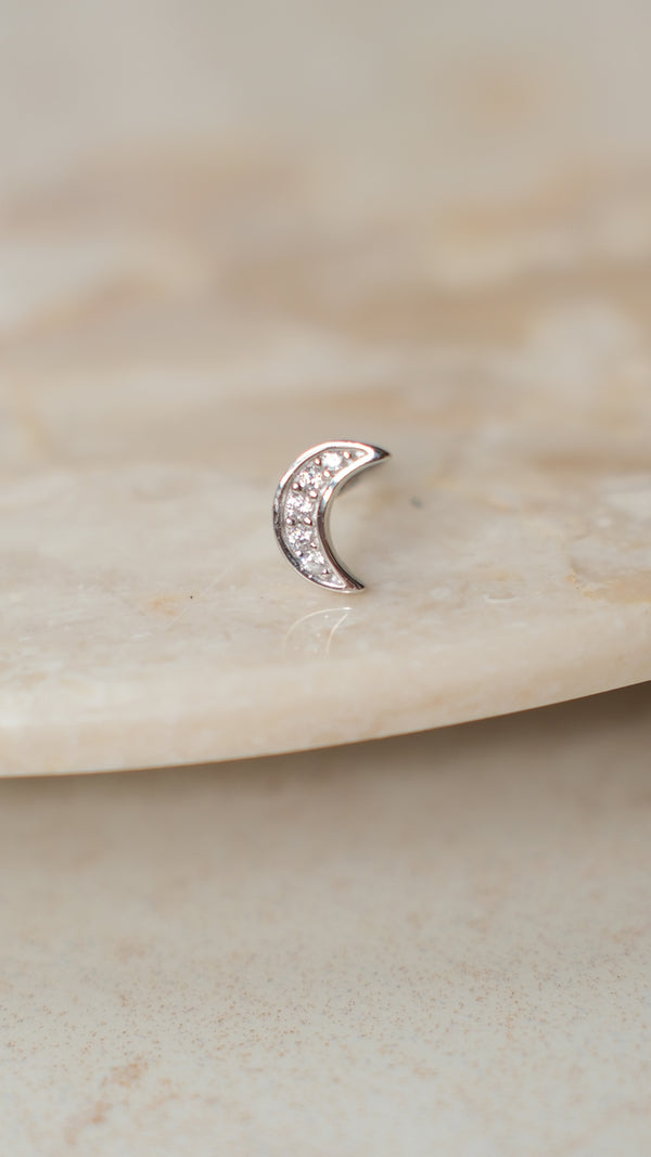 Moon Stud Earring Sterling Silver