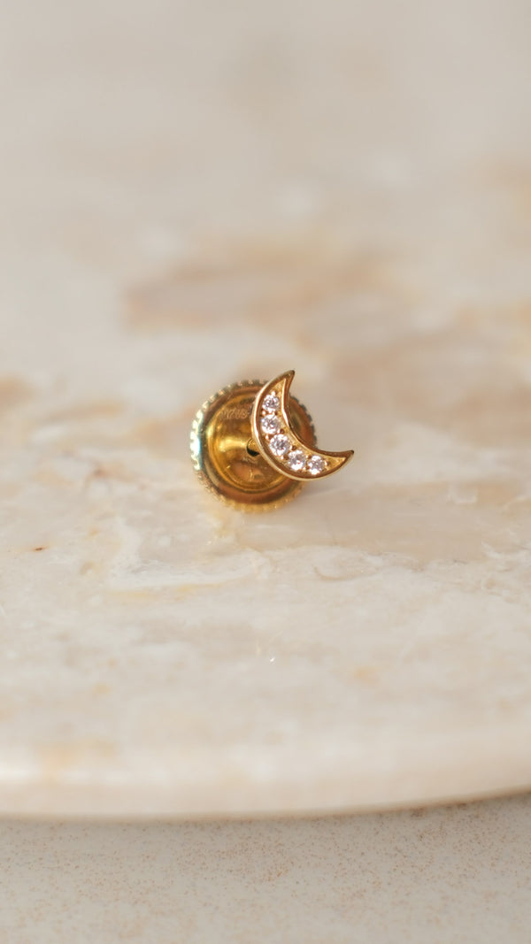 Moon Stud Earring Gold Vermeil