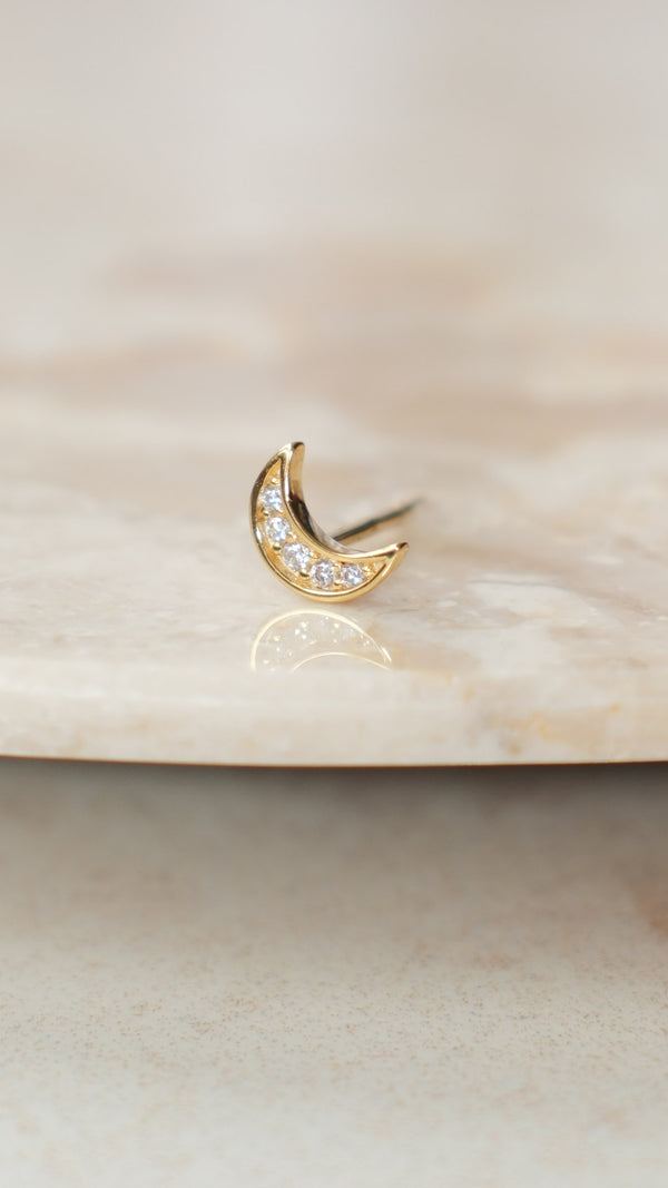 Moon Stud Earring Gold Vermeil