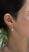 Moxie Emerald Borderset Drop Earrings White Gold Plated