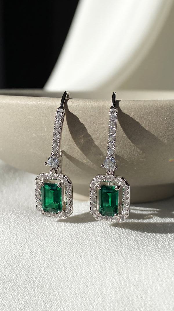 Moxie Earrings Emerald Green Sterling Silver