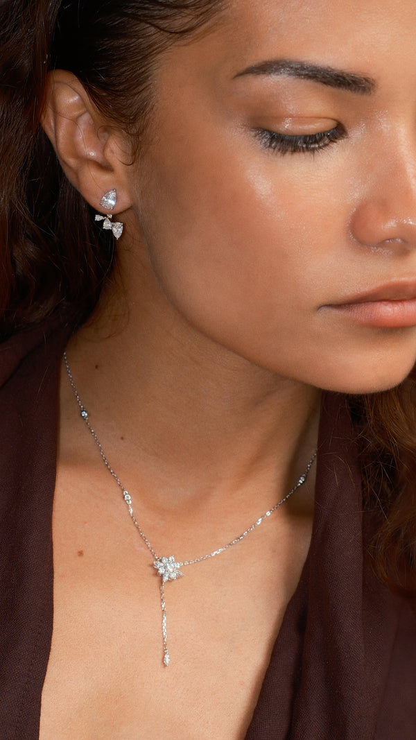 Camelia Drop Necklace Sterling Silver