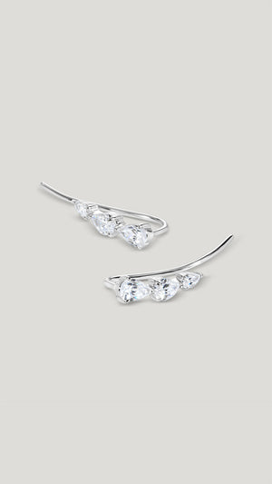 Toluda Ear Climber White Gold Plated