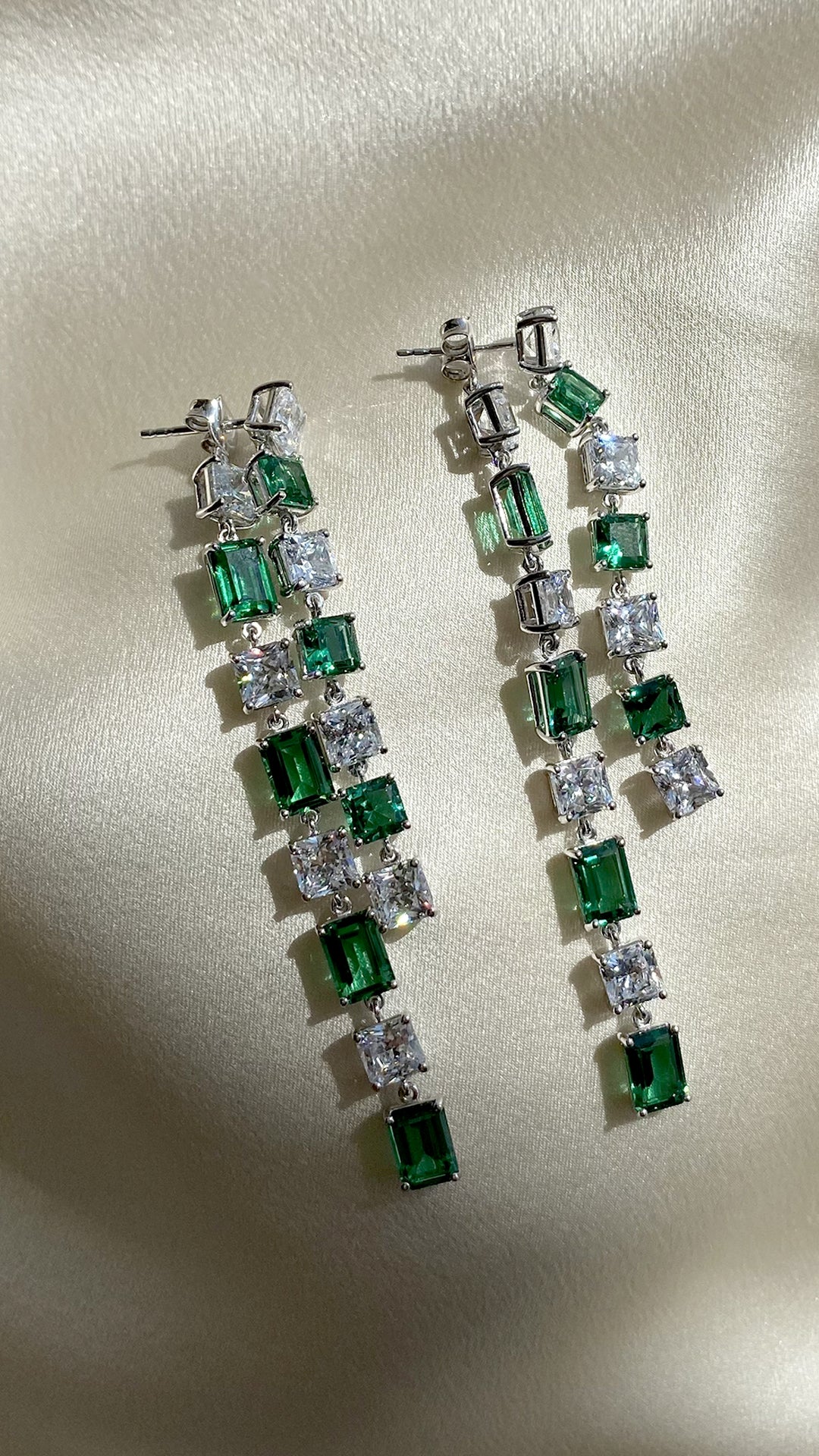 Nona Emerald Green Bermuda Sterling Silver Drop Earrings Nona Emerald Green Bermuda Sterling Silver Drop Earrings