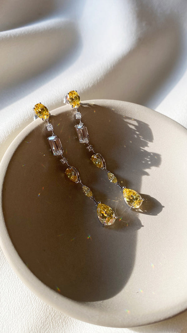 Oaklee Earrings Canary Yellow Sterling Silver