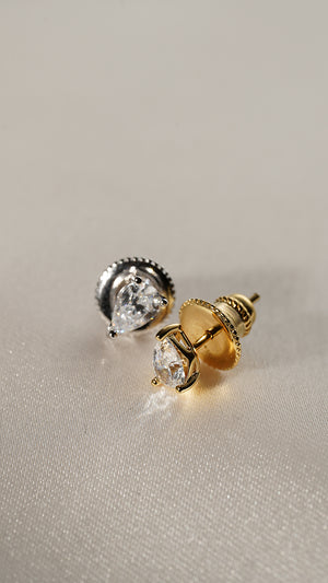 Pear Stud White Gold Plated
