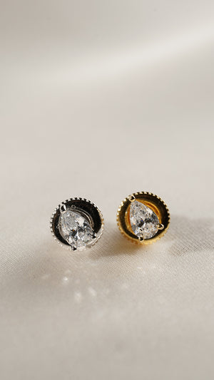 Pear Stud White Gold Plated