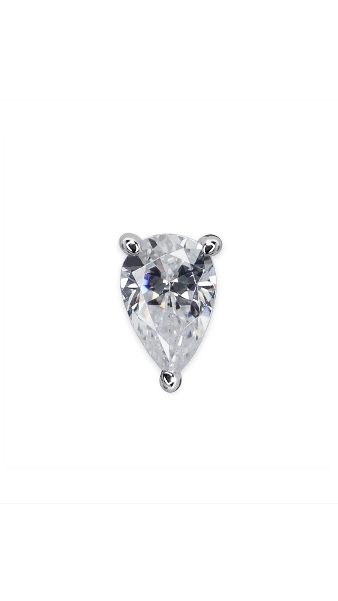 Pear Stud White Gold Plated