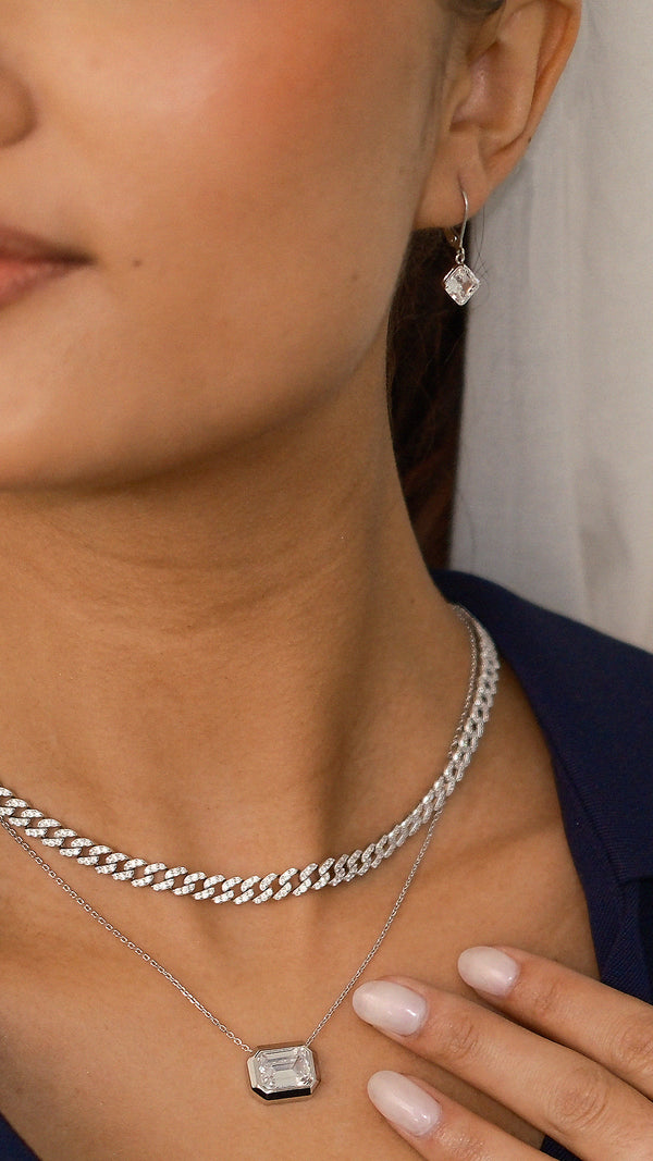 Paisley Earrings 9K White Gold