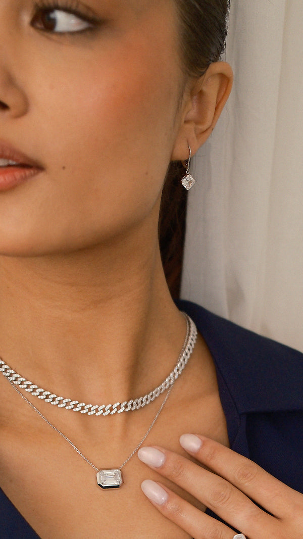 Paisley Earrings 9K White Gold